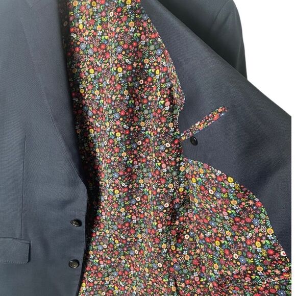 Men's SZ L blue lined blazer - Picture 3 of 4